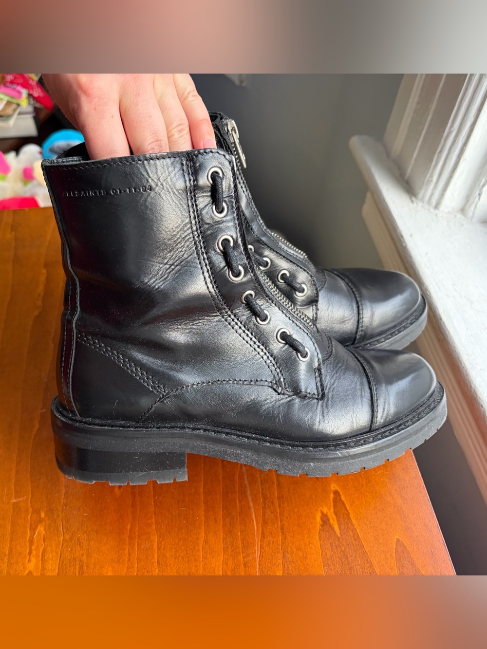 Black Leather Combat Boots - All Saints Arielle